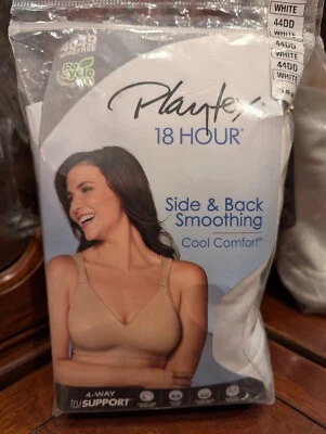 Sujetador blanco sin cables 4049 suavizante lateral y trasero Playtex 18 horas 44 DD nuevo con etiquetas Foto 1 de 4