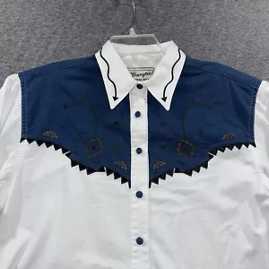 VTG Wrangler Western Wear Button Up Shirt Womens XL Rodeo Cowgirl Shoulder Pad - Picture 1 of 11