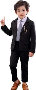 NEW SZ 8 8-9 YRS LOLANTA Boys Suit 2PCs Tuxedo Jacket Formal  BLAZER & PANTS BLK - Picture 1 of 3