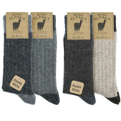 Alpaca Wool Socks 4 pairs Natural Thermal Winter Socks Hiking walking home sock - Image 1 of 4