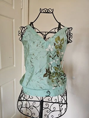 Wish Cami Top Size 12 Green Floral 100% Silk BNWT - image 1 of 4