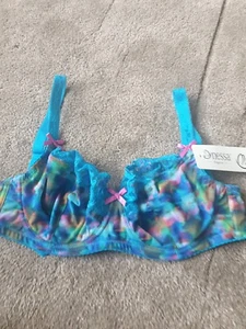 Sujetador de copa completa con aros sin relleno floral azul Nessa TALLA 30E # 30 - Imagen 1 de 12