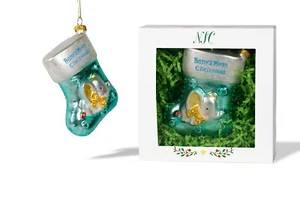 North Star Christmas | Baby Boy Stocking Glass Ornament | Baby Collection - Picture 1 of 7