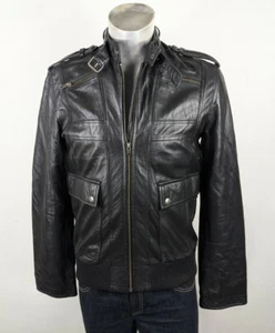 French Connection Black Leather Biker Style jacket Small - Picture 1 of 6
