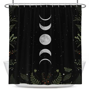 Moon Phase Shower Curtain Moonlit Goth Gothic Witch Witchy White Mysticism Ce... - Picture 1 of 7