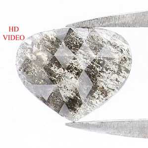 0.52 Ct Natural Loose Heart Diamond 6.40 MM Salt And Pepper Heart Diamond LQ1558 - Picture 1 of 8