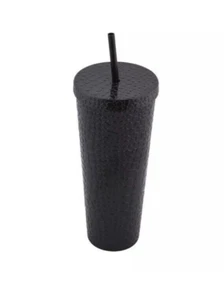 Mainstays 26 Unzen Schwarz Tiermotiv Strukturiert Doppelwand Becher Deckel & Strohhalm NEU - Bild 1 von 8