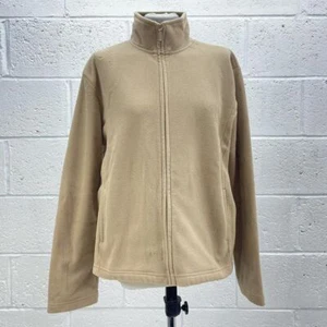 DUNNES STORES CREAM FLEECE JACKET STRIPED ZIP UP Y2K UK 18 - Picture 1 of 6