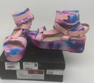Liliana Barista-3 Wedge Ankle Strap Platform Sandals Pink Tie Dye Women's Sz 10 - Picture 1 of 10