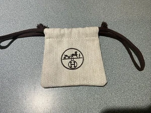 NEW Authentic HERMES Tweed Drawstring Travel Dust Bag JEWELRY MINI POUCH 3.5X3.5 - Bild 1 von 3