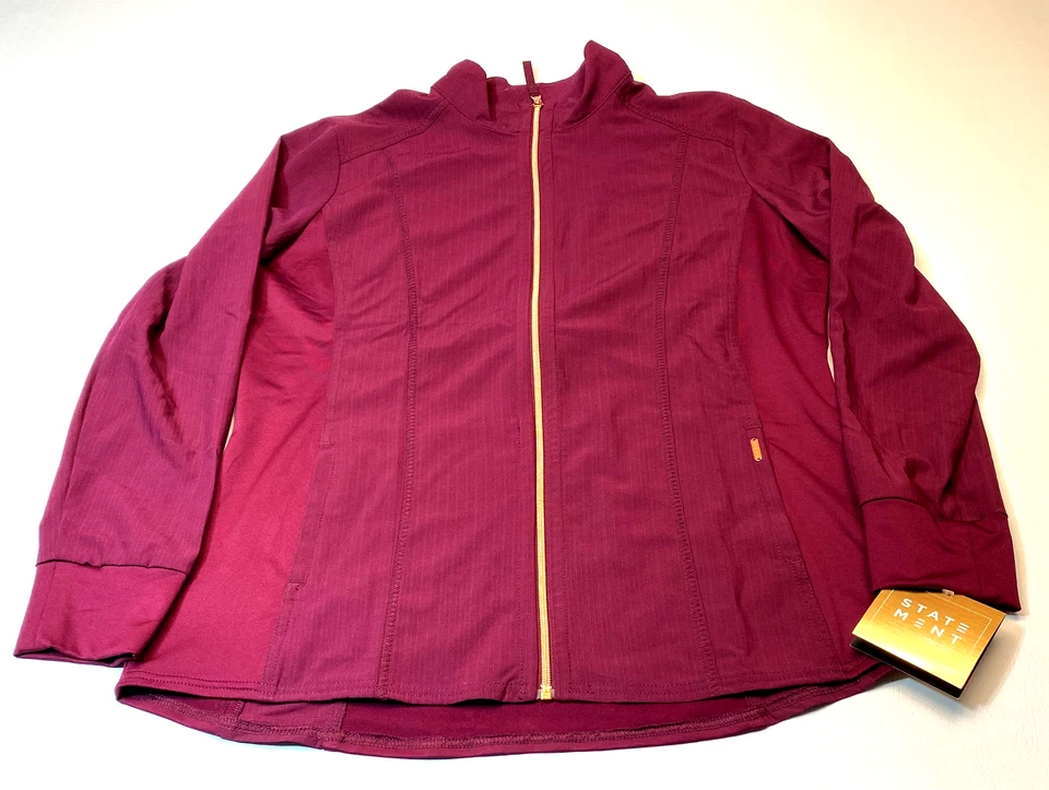 Cherokee Uniforms Statement Large Zip Front Jacket Maroon Four-Way Stretch 7632 - Image 1 of 4