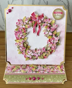 Handmade 5"x5" Pretty Flower Floral Birthday Easel Card - Picture 1 of 5