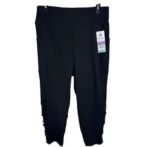 POP Fit Women's Lily Mesh Activewear Leggings Pockets Black Size 2XL NWT - Picture 1 of 10