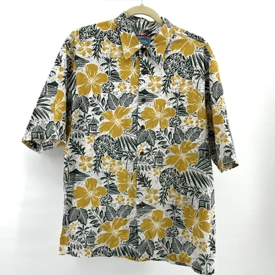 Camisa Joe Kealoha's by Reyn Spooner Para Hombres Grande Amarilla Verde Hawaiana Floral Usada en Excelente Condición Foto 1 de 4