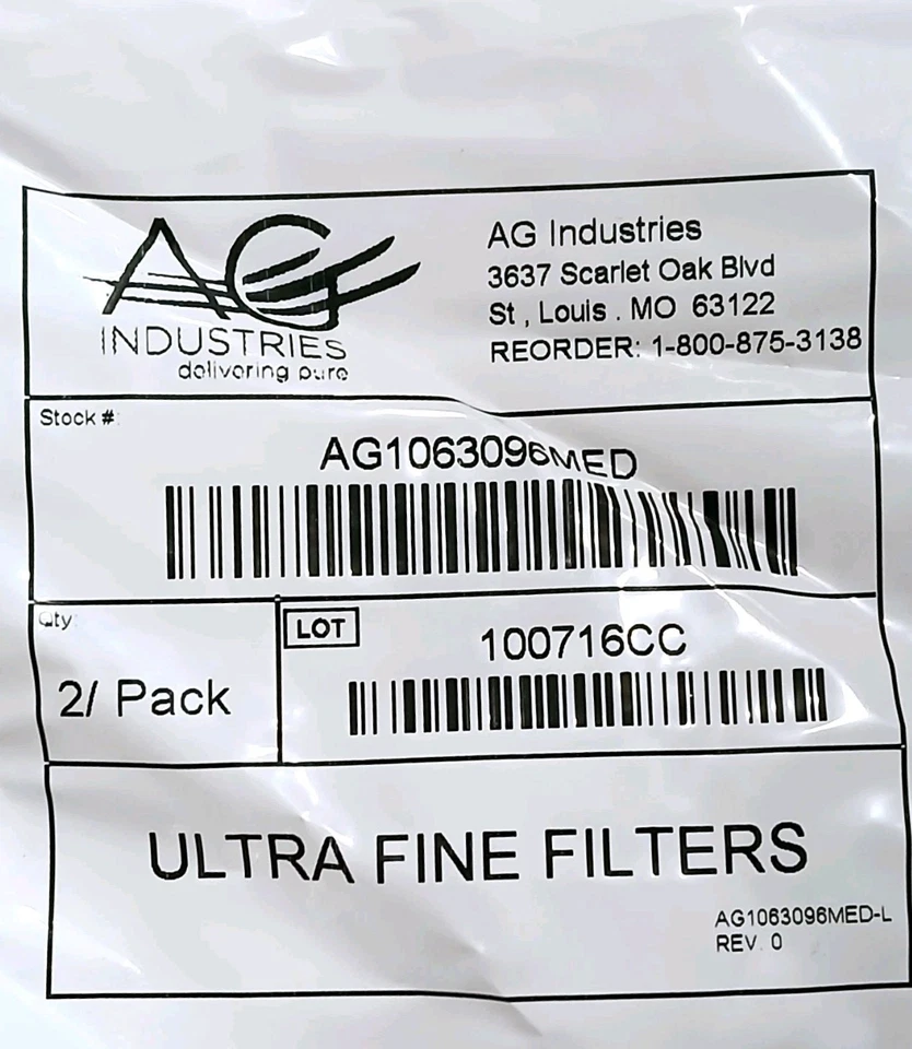 Pacote com 2 filtros ultrafinos AG Industries CPAP novos e selados na embalagem - Imagem 1 de 1