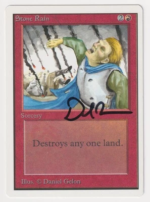 Signed Stone Rain MP Unlimited Artist Daniel Gelon 1993 WOTC MTG Magic Vintage! - Image 1 of 2