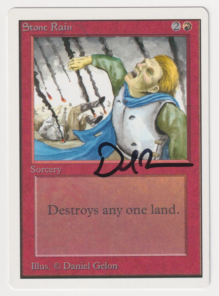 Signed Stone Rain MP Unlimited Artist Daniel Gelon 1993 WOTC MTG Magic Vintage! - Image 1 of 2
