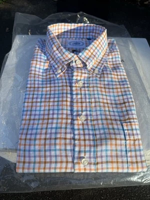 J Press Teal-Orange Tattersall Linen Shirt Medium Men’s NWT - Image 1 of 3