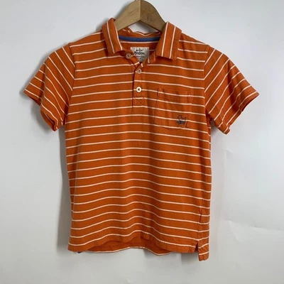 Mini Boden Orange White Stripe Polo Shirt Boys Size 7-8Y Dog Pocket - Image 1 of 4