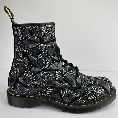 Dr. Martens 1460 бабочка печать черный/серый замшевые ботинки женский размер 11 (мужской 10) - Изображение 1 из 4