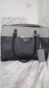 Guess Shoulder Large Tote Bags Black and Grey - Picture 1 of 24