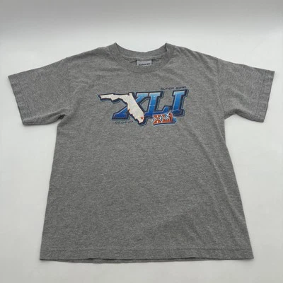 锐步超级碗 T 恤青少年男孩大号图形印花灰色..#25043 — 第 1/4 张图片