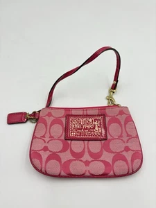Coach Pink Logo EST. 1941 Wristlet Zippered With Handle 6” x 4” - Picture 1 of 9