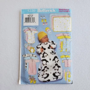 Butterick UNCUT sewing pattern 5220 Jumpsuit Hat Booties Infant Size NB, S, M - Picture 1 of 3