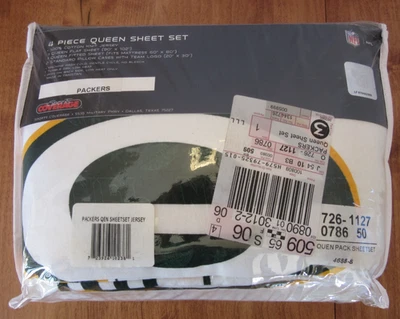 Juego de sábanas NFL GREEN BAY PACKERS 4 piezas Queen 100 % tejido Jersy por Converge ¡NUEVO! Foto 1 de 4