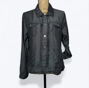 Tahari leichte Jacke Shacket Gr. L glänzend schwarz Lyocell leise Luxus Freizeit - Bild 1 von 14