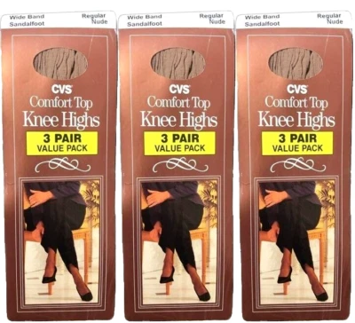 Paquete de 3 pares de sandalia CVS Comfort Top hasta la rodilla banda ancha regular desnudo Foto 1 de 2