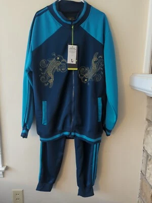 Chaqueta Sacred Crown Para Hombre XL Azul Koi Pez Cremallera Completa Forrada de Vellón Y Conjunto de Pantalones  Foto 1 de 4