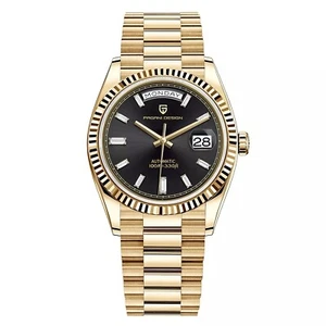 Pagani Design DD36 PD-1752 DayDate Herren Armbanduhr Gold Schwarz Automatik 36mm - Bild 1 von 8