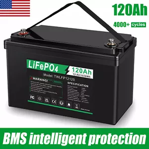 12V 120Ah LiFePO4 Lithium Battery BMS for Solar RV Off-grid Boat Trolling Motor - Picture 1 of 38