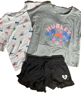 HURLEY Girls adorable 4t 3 Piece Set--2 shirts and one pair of shorts!!!! - Picture 1 of 1