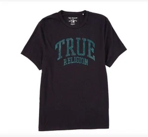NWT True Religion Crewneck Tee With Teal Crystals - Picture 1 of 4