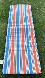 Vintage chair pad cushion for cot or lounge lawn chair  **red-white-blue stripe