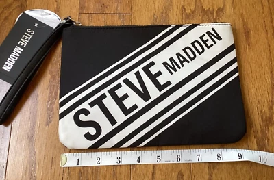 Steve Madden Muñequera Bolsa Mujer Estuche de Viaje Bolso Negro Grande Logo Foto 1 de 4