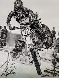 DAVI MILLSAPS AUTOGRAPHED MICHAEL PETERSEN COLLECTIBLE MOTOCROSS PRINT 24 X 32 - Picture 1 of 6