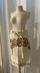 Pottery Barn Half Apron Wrap Around Suzani Embroidered Floral Kitchen Chef - Picture 1 of 6