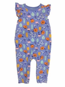 Infant Girls Blue Floral Print Ruffled Sleeveless Tutu Romper Jumpsuit 3-6m - Picture 1 of 3