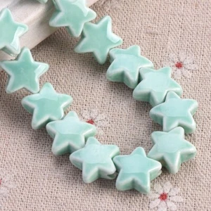 10pcs 14mm Enameled Star Shape Ceramic Porcelain Loose Beads For Jewelry Making - Picture 1 of 26