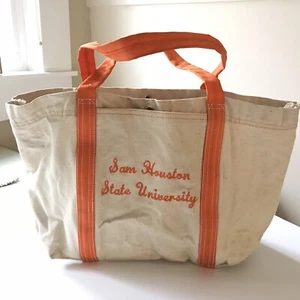 Vintage Sam Houston State University Canvas Tote Bag 2-Handle Embroidered Orange - Picture 1 of 11