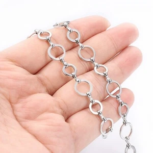 2 Meters Stainless Steel Handmade Round O Link Chains DIY Crafting Strings 8mm - Picture 1 of 6