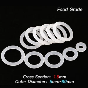 10 x Lebensmittelecht Silikon O Ring Dichtringe 5 - 80 mm Schnurstärke 1,5 mm - Picture 1 of 3
