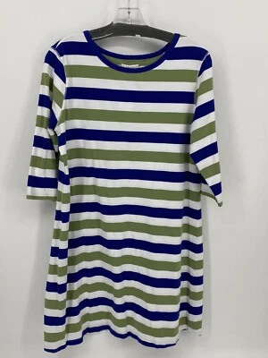 Tyler Boe Stripe Shift Dress Women’s Size Large 3/4 Sleeves Blue White Green - Image 1 of 4