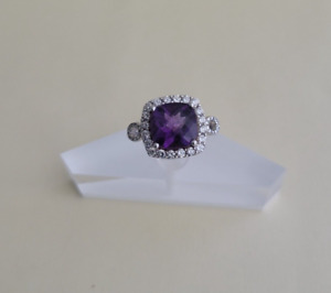 Amethyst, Simulated Diamond Plat Over 925 Sterling Silver Ring (Size 8) 1.85 CTS