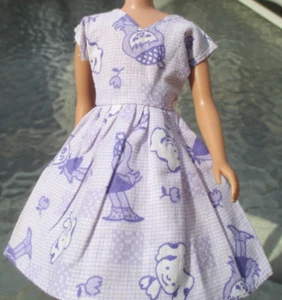 Skipper Doll Clone Purple & White Puppy Dress 1960s - Picture 1 of 19