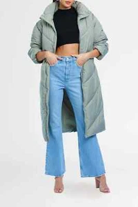 ESMAEE Fallon Longline Coat Sage Green Oversized Size 14 AU RRP 179 WITH DEFECTS - Picture 1 of 11