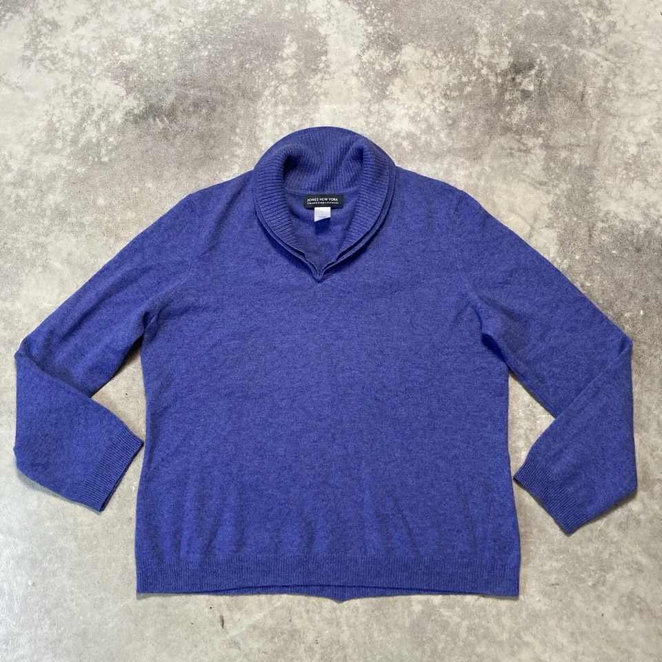 Jones New York Collection Cashmere Mujer XL Púrpura Cuello en V Acogedor Suave Foto 1 de 4